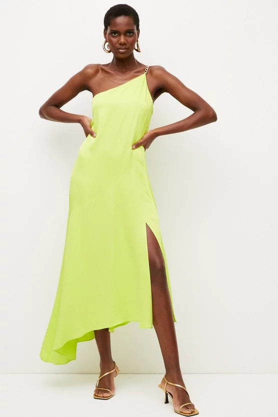 Deals β€οΈ Karen Millen Satin Back Crepe One Shoulder Maxi π Dress - lime π 8 Deals β€οΈ Karen Millen Satin Back Crepe One Shoulder Maxi π Dress - lime π - Image 6
