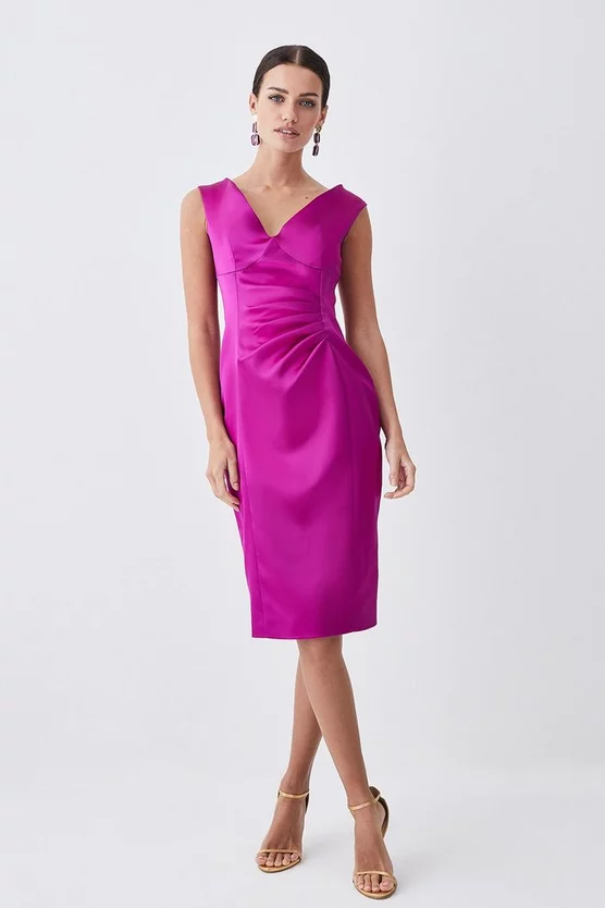 Best deal 👍 Karen Millen Petite Italian Structured Satin Off The Shoulder Pencil Midi 👗 Dress - magenta ⭐ 8 Best deal 👍 Karen Millen Petite Italian Structured Satin Off The Shoulder Pencil Midi 👗 Dress - magenta ⭐ - Image 6
