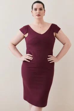 Budget โญ Karen Millen Plus Size Structured Crepe Cross Detail Midi ๐ Dress - merlot โ 11 Budget โญ Karen Millen Plus Size Structured Crepe Cross Detail Midi ๐ Dress - merlot โ -Karen Millen Outlet store womens merlot plus size structured crepe cross detail midi dress