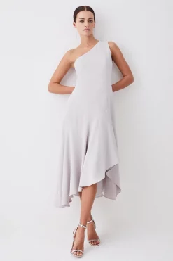 Best reviews of 😍 Karen Millen Petite One Shoulder Soft Tailored High Low 👗 Dress 🎁 -Karen Millen Outlet store womens mink petite one shoulder soft tailored high low dress 1 1