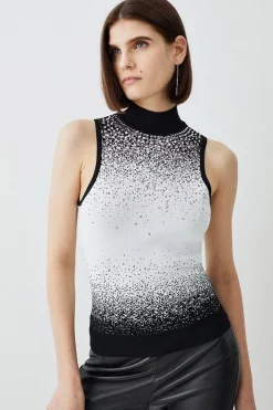 Cheapest 🛒 Karen Millen Hotfix Sequin Knit High Neck Jumper - mono 😍 13 Cheapest 🛒 Karen Millen Hotfix Sequin Knit High Neck Jumper - mono 😍 -Karen Millen Outlet store womens mono hotfix sequin knit high neck jumper
