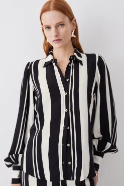 Wholesale ๐ Karen Millen Mixed Stripe Woven ๐ Shirt - mono ๐ 13 Wholesale ๐ Karen Millen Mixed Stripe Woven ๐ Shirt - mono ๐ -Karen Millen Outlet store womens mono mixed stripe woven shirt