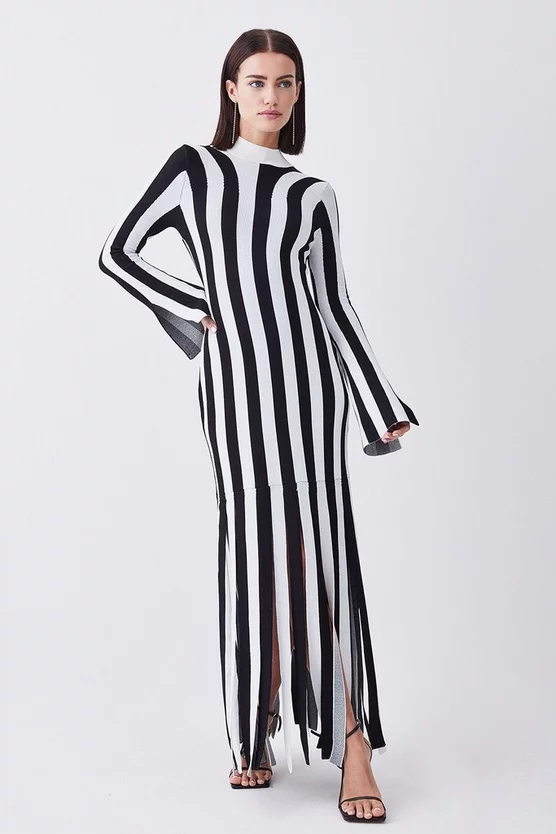 Best Pirce โ๏ธ Karen Millen Petite Stripe Knitted Maxi Column ๐ Dress - mono ๐ 8 Best Pirce โ๏ธ Karen Millen Petite Stripe Knitted Maxi Column ๐ Dress - mono ๐ - Image 6