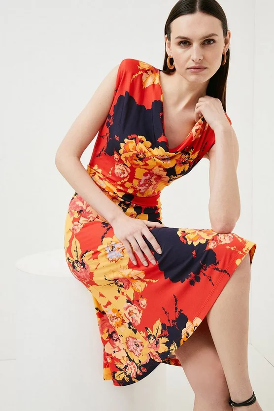 Best deal ๐ Karen Millen Floral Print Cowl Neck Jersey Crepe ๐ Dress - multi ๐ 8 Best deal ๐ Karen Millen Floral Print Cowl Neck Jersey Crepe ๐ Dress - multi ๐ - Image 6