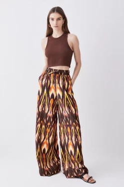 Outlet 😍 Karen Millen Ikat Printed Linen Wide Leg Woven Trouser - multi 🛒 13 Outlet 😍 Karen Millen Ikat Printed Linen Wide Leg Woven Trouser - multi 🛒 -Karen Millen Outlet store womens multi ikat printed linen wide leg woven trouser