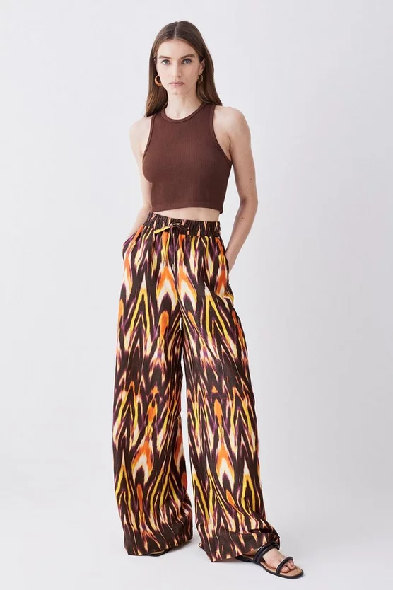 Outlet 😍 Karen Millen Ikat Printed Linen Wide Leg Woven Trouser - multi 🛒 8 Outlet 😍 Karen Millen Ikat Printed Linen Wide Leg Woven Trouser - multi 🛒 - Image 6