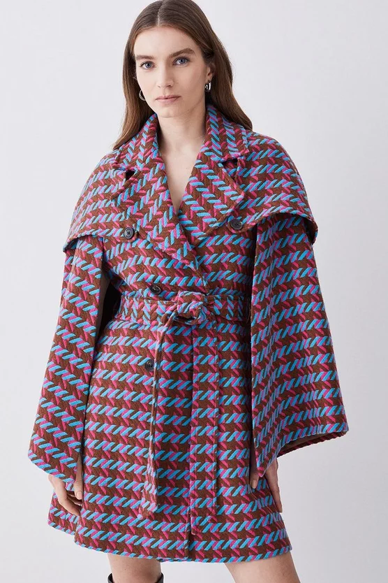 Outlet ⭐ Karen Millen Italian Bright Boucle Short Cape 🧥 Coat - multi 👏 8 Outlet ⭐ Karen Millen Italian Bright Boucle Short Cape 🧥 Coat - multi 👏 - Image 6