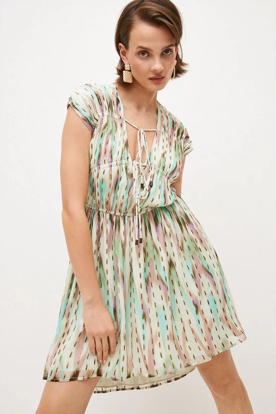 Best Pirce ⭐ Karen Millen Metallic Viscose Woven Cap Sleeve 👗 Dress - multi 🎉 7 Best Pirce ⭐ Karen Millen Metallic Viscose Woven Cap Sleeve 👗 Dress - multi 🎉 - Image 5