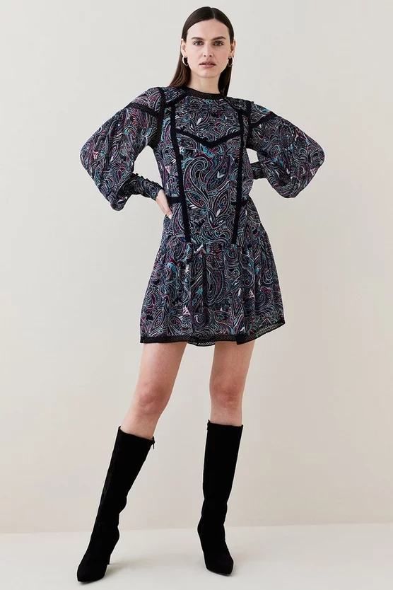 Top 10 π Karen Millen Paisley Ladder Trim Lace Woven Mini π Dress - multi π₯° 9 Top 10 π Karen Millen Paisley Ladder Trim Lace Woven Mini π Dress - multi π₯° - Image 7