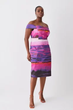 Cheap ✨ Karen Millen Plus Size Italian Signature Stretch Painternly Bardot Midi 👗 Dress - multi 😀 13 Cheap ✨ Karen Millen Plus Size Italian Signature Stretch Painternly Bardot Midi 👗 Dress - multi 😀 -Karen Millen Outlet store womens multi plus size italian signature stretch painternly bardot midi dress