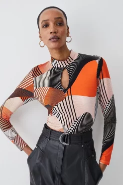 Best Sale ✨ Karen Millen Printed Long Sleeve Viscose Blend Keyhole Cut Out Jersey Top 🎉 15 Best Sale ✨ Karen Millen Printed Long Sleeve Viscose Blend Keyhole Cut Out Jersey Top 🎉 -Karen Millen Outlet store womens multi printed long sleeve viscose blend keyhole cut out jersey top 1
