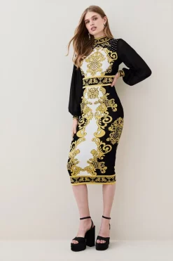 Brand new 👏 Karen Millen All Over Baroque Jacquard Knit Midi 👗 Dress - natural 🧨 -Karen Millen Outlet store womens natural all over baroque jacquard knit midi dress