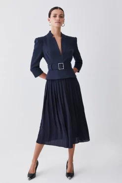New โจ Karen Millen Petite Structured Crepe Forever Pleated Midi ๐ Dress ๐ฅ 17 New โจ Karen Millen Petite Structured Crepe Forever Pleated Midi ๐ Dress ๐ฅ -Karen Millen Outlet store womens navy petite structured crepe forever pleated midi dress 1