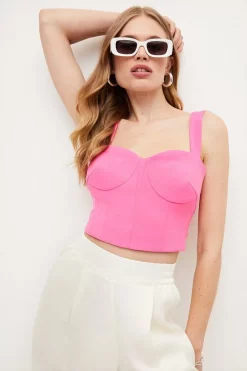 Cheap ⌛ Karen Millen Seamed Corset Woven Cady Top ⌛ 11 Cheap ⌛ Karen Millen Seamed Corset Woven Cady Top ⌛ -Karen Millen Outlet store womens neon pink seamed corset woven cady top