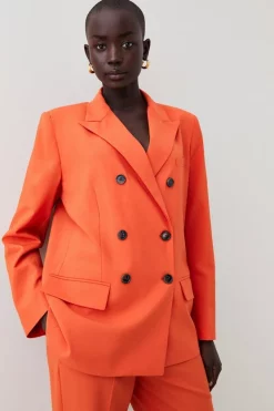 Budget ❤️ Karen Millen Wool Blend Double Breasted Tailored Jacket 😀 13 Budget ❤️ Karen Millen Wool Blend Double Breasted Tailored Jacket 😀 -Karen Millen Outlet store womens orange wool blend double breasted tailored jacket