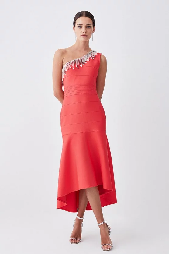 Top 10 🔥 Karen Millen Tall Bandage Diamante Trim One Shoulder High Low Midi 👗 Dress - pink ✔️ 8 Top 10 🔥 Karen Millen Tall Bandage Diamante Trim One Shoulder High Low Midi 👗 Dress - pink ✔️ - Image 6
