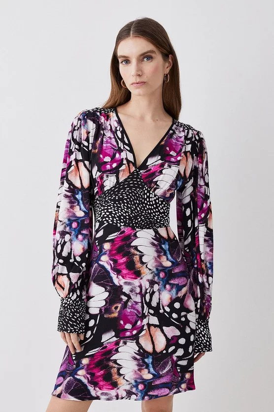Top 10 🌟 Karen Millen Butterfly Plunge Neck Woven Mini 👗 Dress - purple 🥰 8 Top 10 🌟 Karen Millen Butterfly Plunge Neck Woven Mini 👗 Dress - purple 🥰 - Image 6