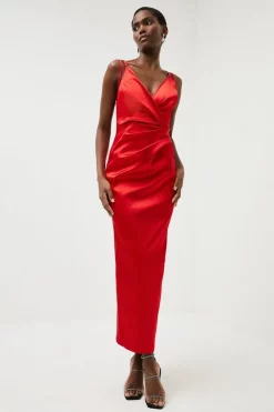 Flash Sale ๐งจ Karen Millen Italian Structured Satin Strappy Maxi ๐ Dress ๐ 17 Flash Sale ๐งจ Karen Millen Italian Structured Satin Strappy Maxi ๐ Dress ๐ -Karen Millen Outlet store womens red italian structured satin strappy maxi dress 1