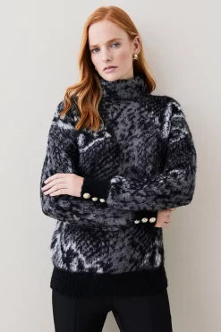 Wholesale 😀 Karen Millen Brushed Knit Slouchy Jumper 🔔 -Karen Millen Outlet store womens snake brushed knit slouchy jumper
