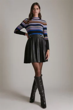 Budget ๐ Karen Millen Stripe Knit Pu Pleated ๐ Skirt Skater ๐ Dress โจ 13 Budget ๐ Karen Millen Stripe Knit Pu Pleated ๐ Skirt Skater ๐ Dress โจ -Karen Millen Outlet store womens stripe stripe knit pu pleated skirt skater dress